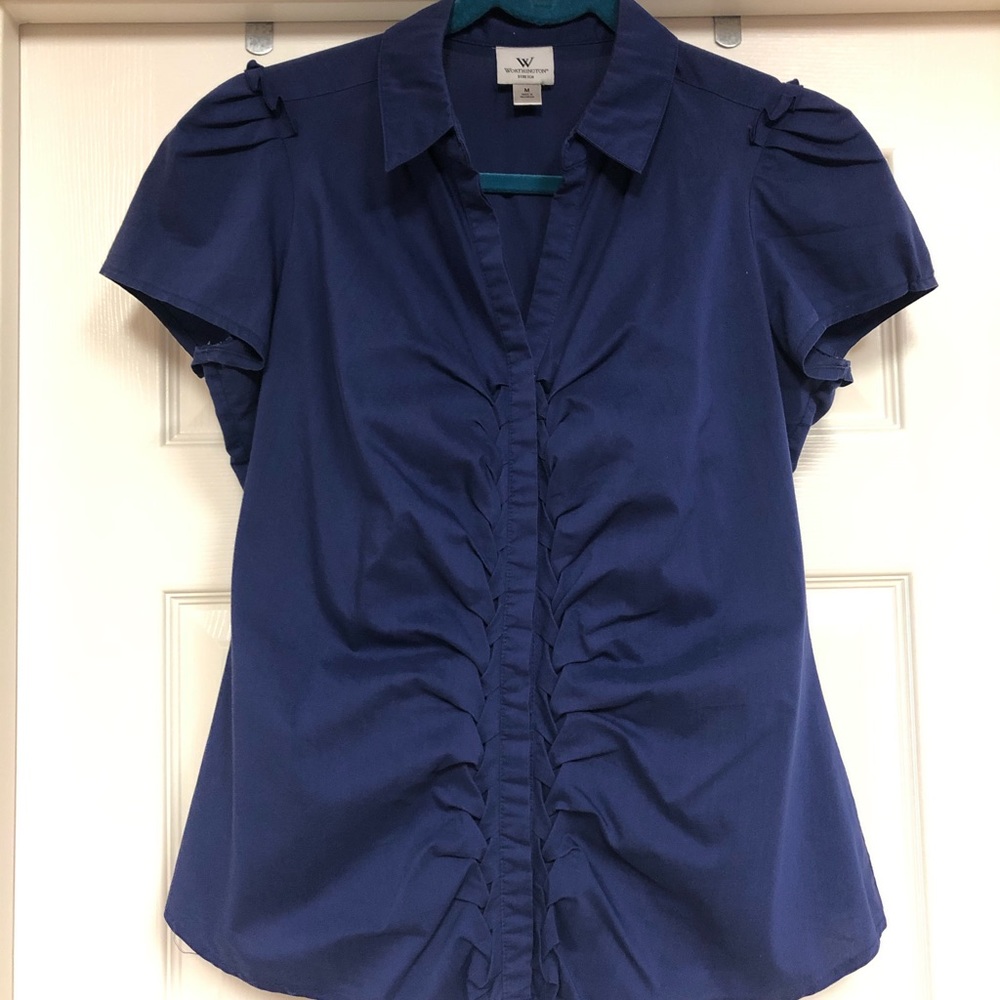Indigo button up with fantastic braiding detail -M